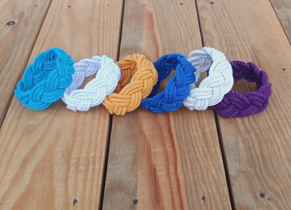 Sailor Knot Rope Bracelet Turks Head White Braided Nautical Beach Cord Bracelets