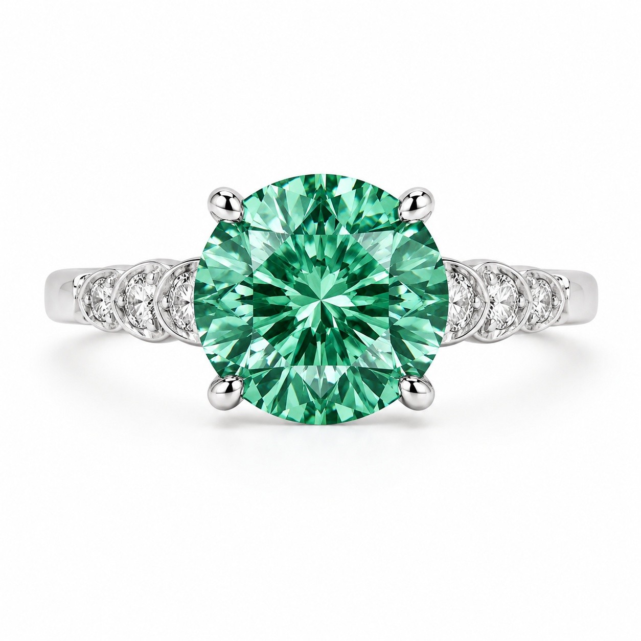 20.00 Ct Certified Round Cut Blue Diamond Solitaire Ring 925 Silver Great Shine