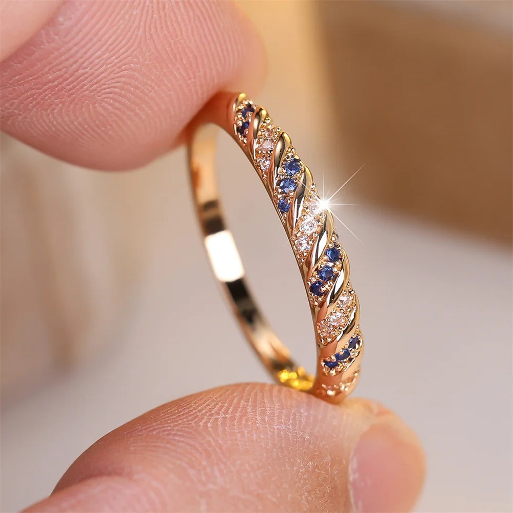 Luxury Zirconia Ring for Women Gold Color Fashion Party Jewelry Rings Gift