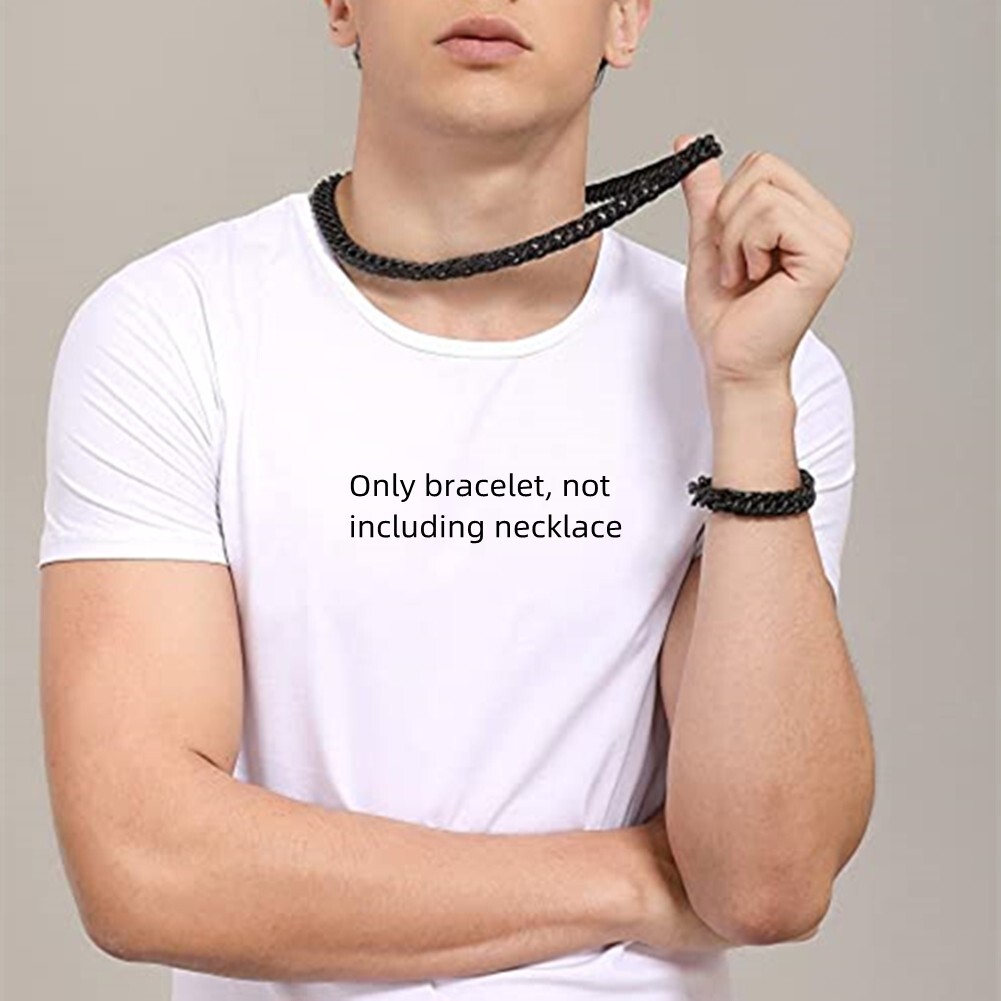 11mm/13mm Black Stainless Steel Cuban Link Chain Necklace 16inch-40inch for Men