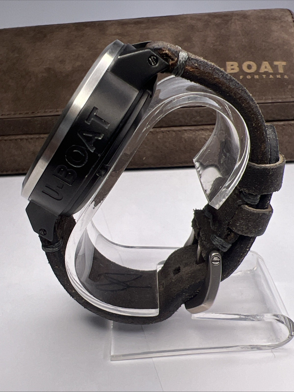 U Boat 50mm Black PVD Steel Chronograph U-7750/50 Watch Carbon Dial w/ Box
