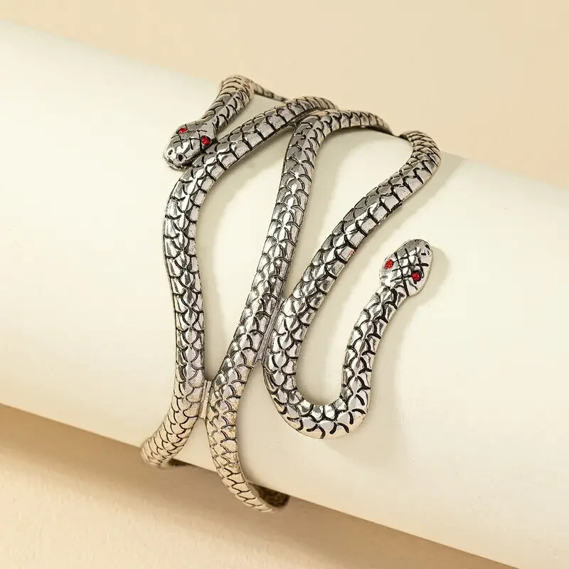 Elegant Unique 925 Sterling Silver Charm Cobra Snake Design Bracelet Bangle Cuff