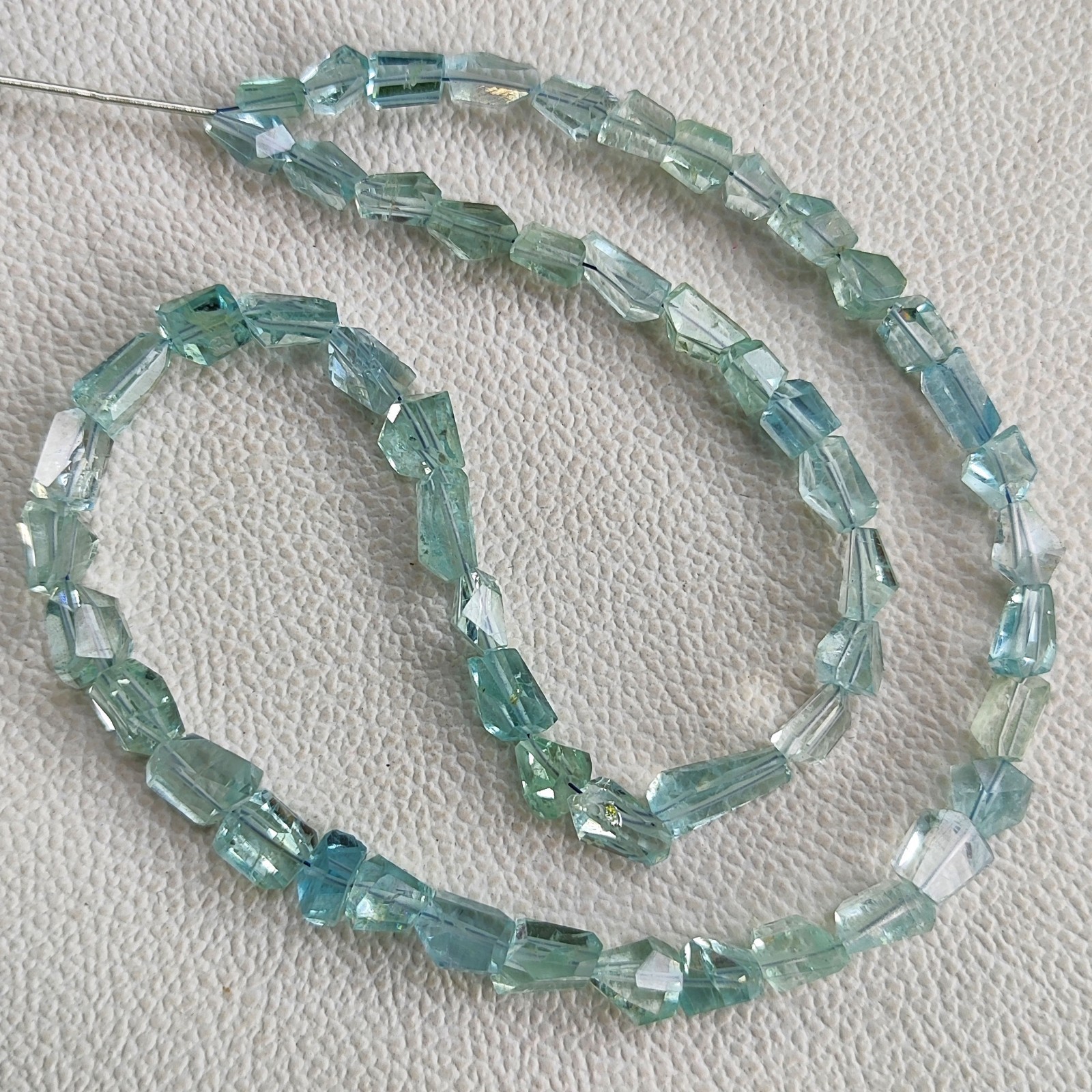 8-9mm Natural Aquamarine Faceted Nugget Beads 17″ Strand Brazil Gemstones