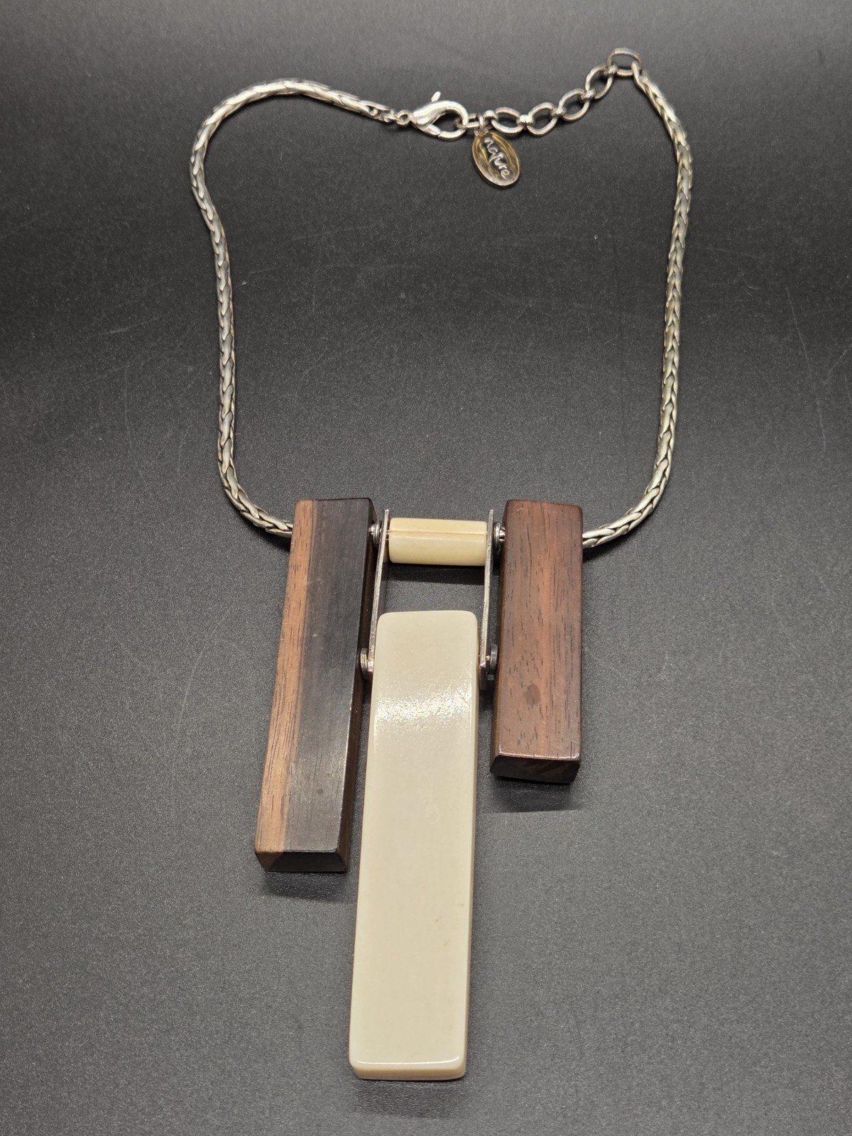Vtg Original NATURE BIJOUX Wood Bone Bib Necklace DESIGNER JEAN-DANIEL CHRISTIN