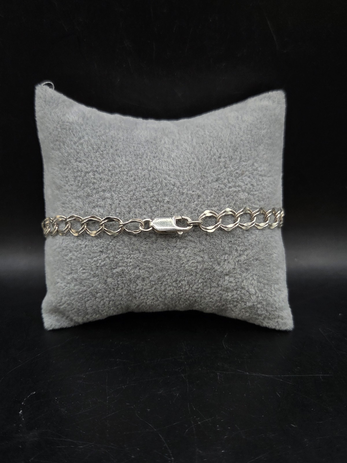 Sterling Silver 925 Double Link Charm Bracelet 8 In