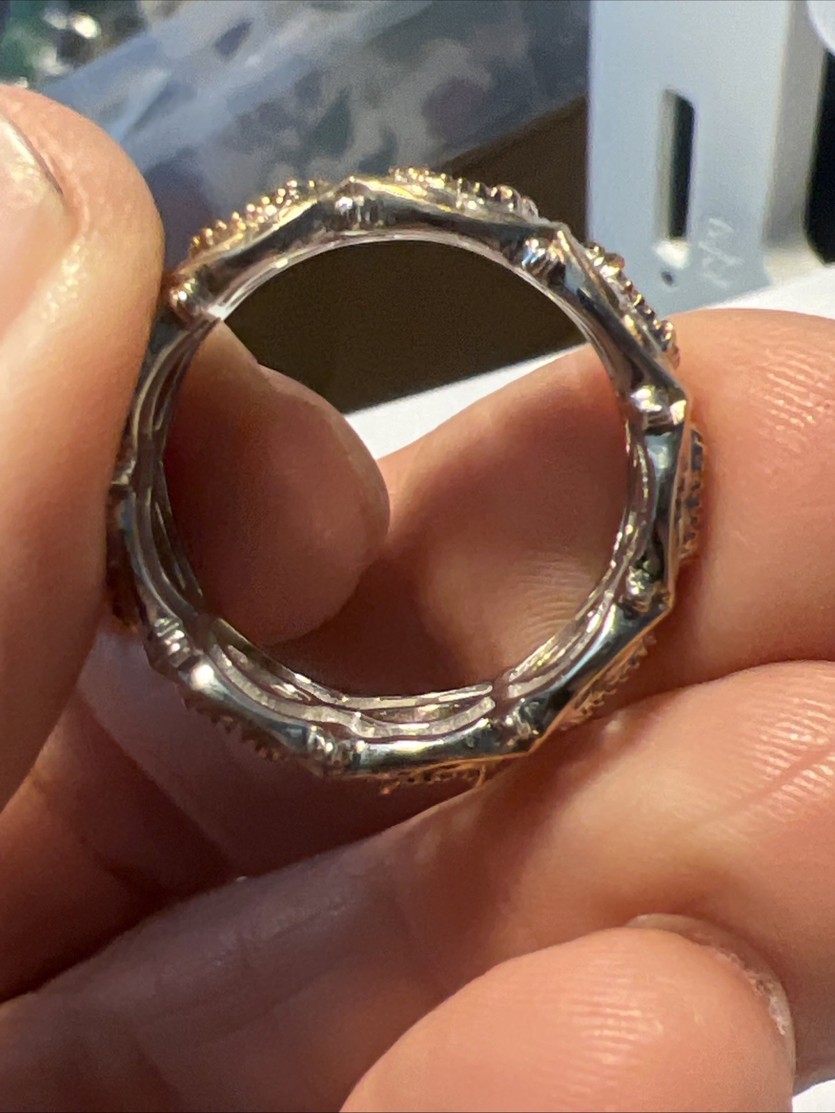 Gems en Vogue 925 Gemstone Palladium Band Ring sz 10 Gold Vermeil 6.8g #JV148