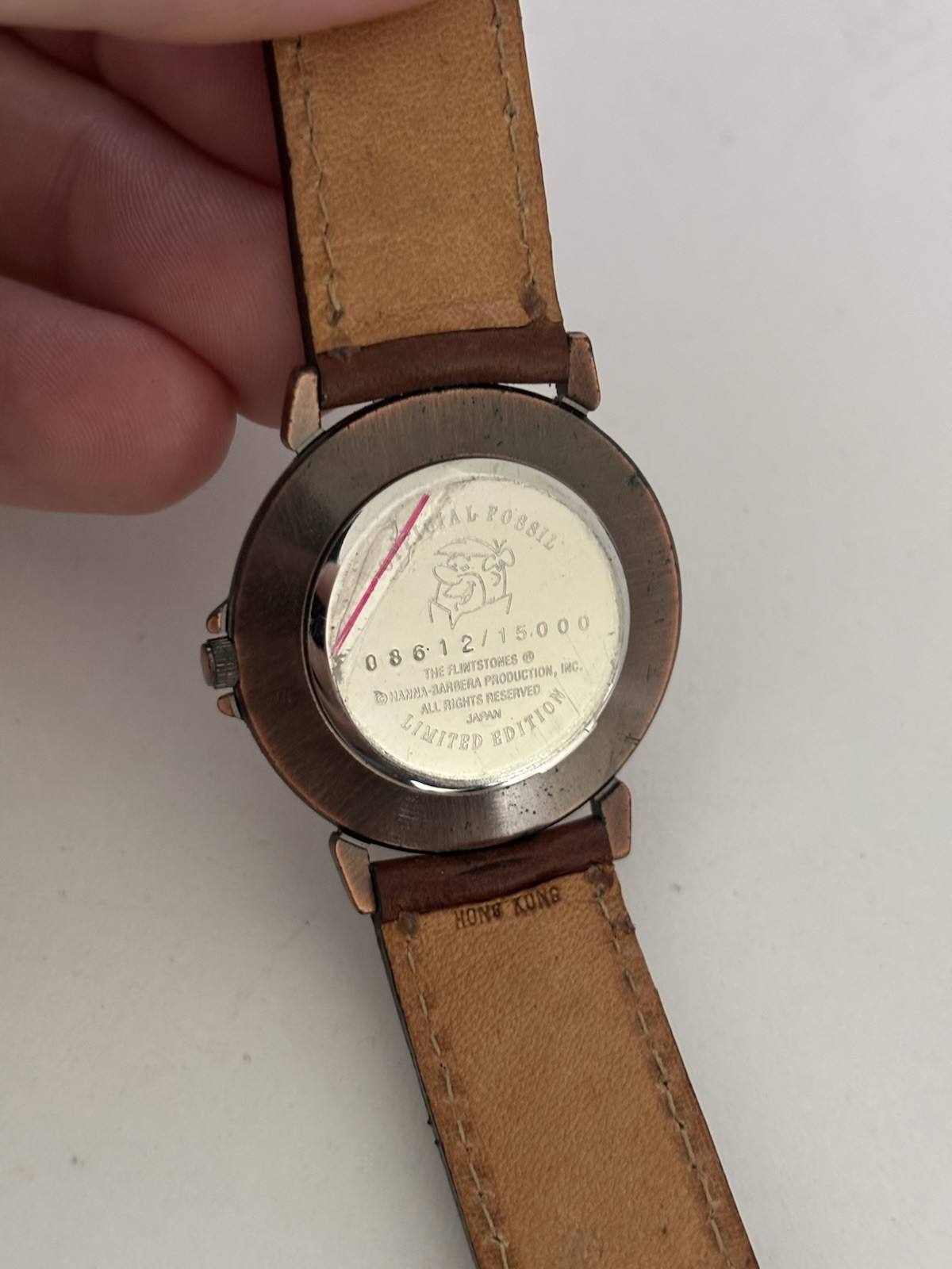 FLINTSTONES 1993 Fossil Limited Edition Watch Fred and Barney Leather Band RARE