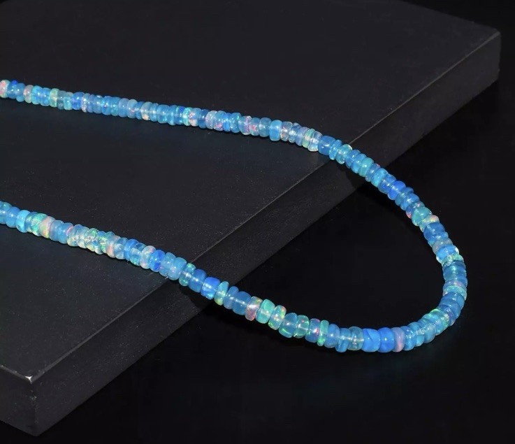 16 inch Natura Ethiopian Opal Beaded Necklace Opal Beads necklace 3-5MM Opal