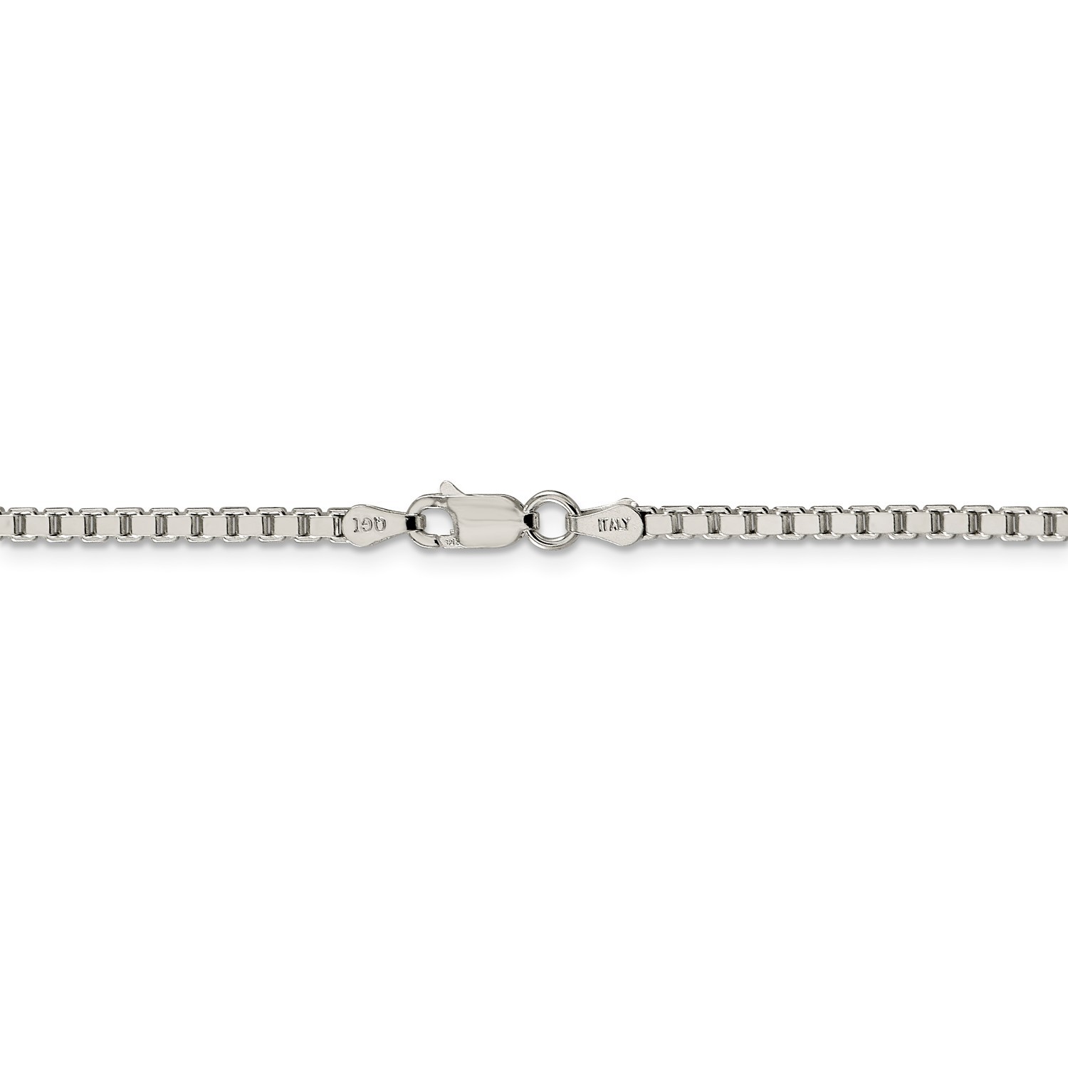 Sterling Silver Solid Polished 2.5mm Plain Box Chain w/ Lobster Clasp 16″ – 30″