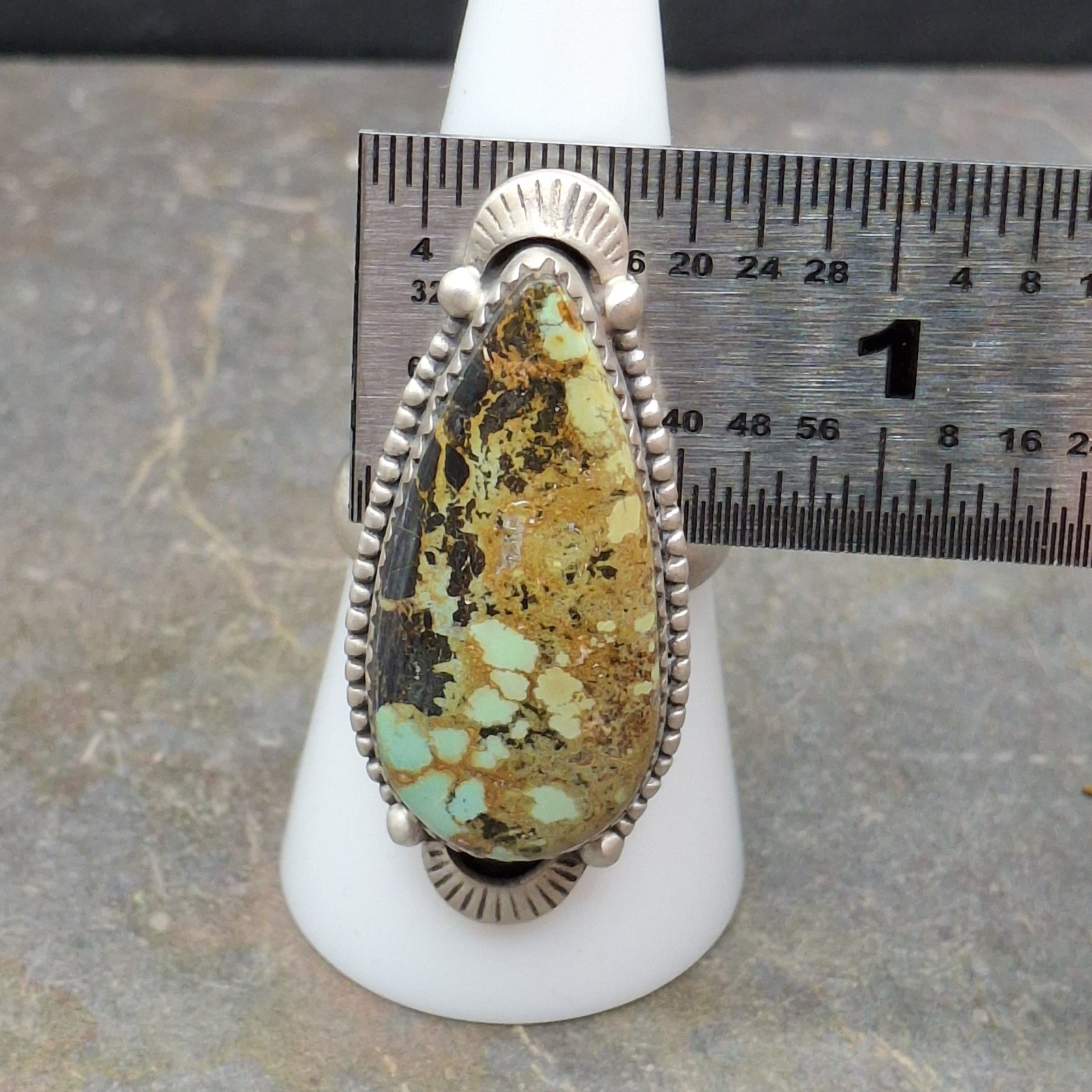 Genuine Blackjack Turquoise Ring Sterling Silver Adj 6-8.5 Cowgirl Southwestern