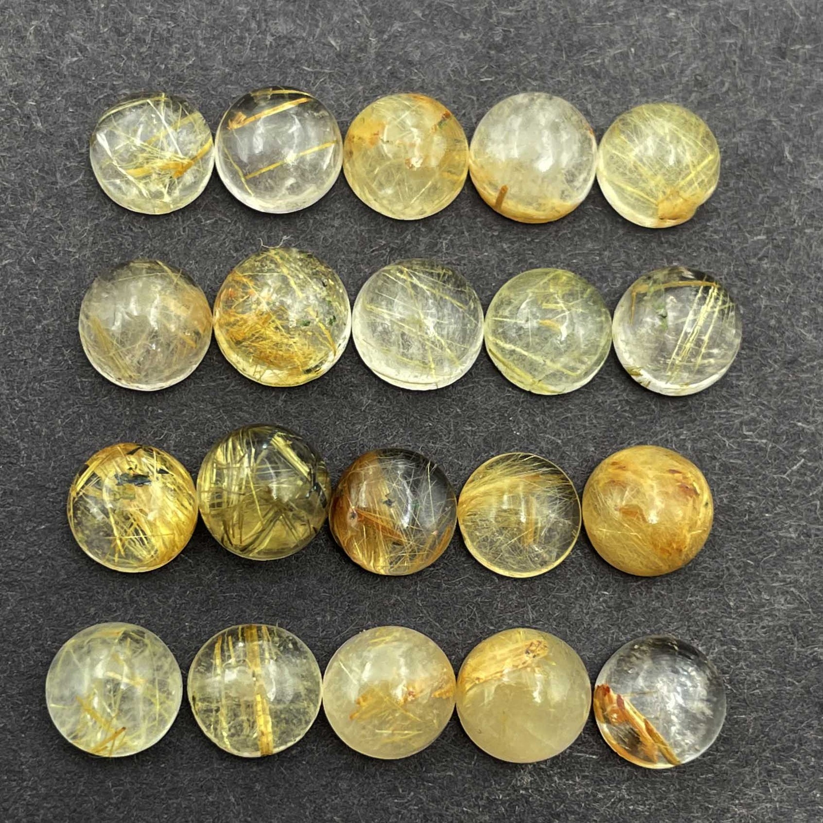 Natural Golden Rutile Quartz Round Cabochon Gemstone Lot 6 MM 110 Pcs 100 CT