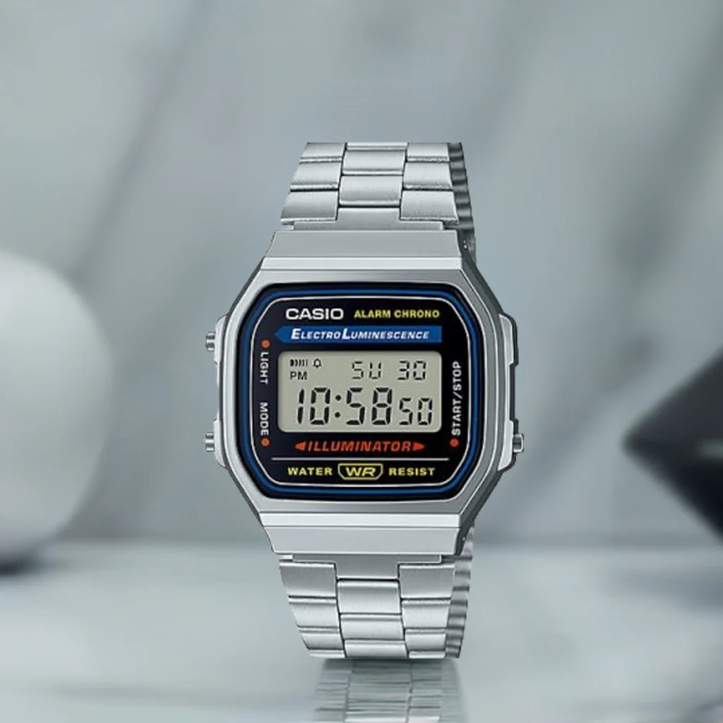 Casio A168WA-1WCR Vintage Silver Digital Watch – Retro Classic
