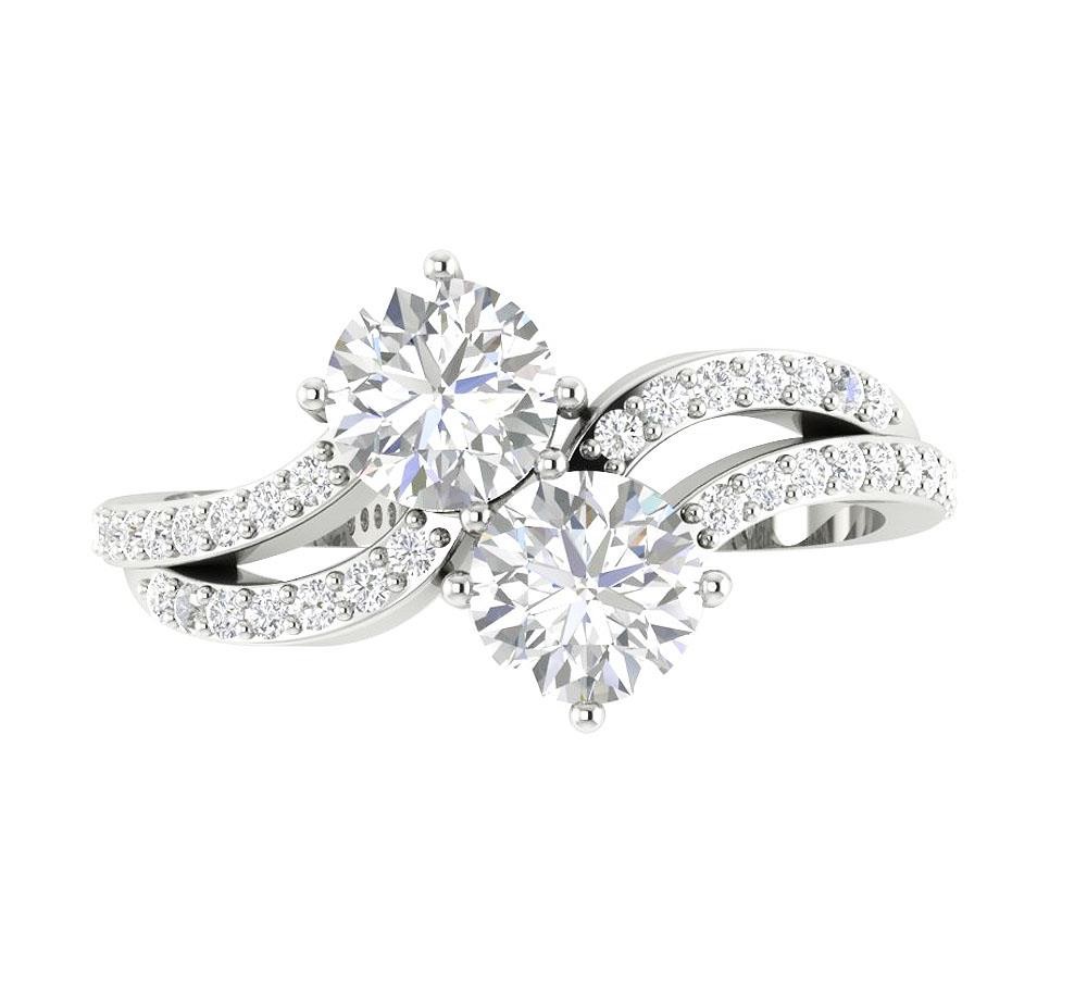 14K Gold VS F 1.50Ct Forever Us 2 Stone Lab Grown Diamond Solitaire Wedding Ring
