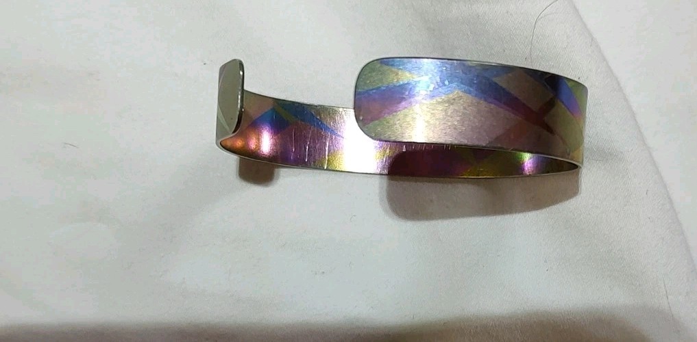 Anodized Titanium Bracelet Vintage 90s signed by Holly Yashi Fits Anyone, Gift!