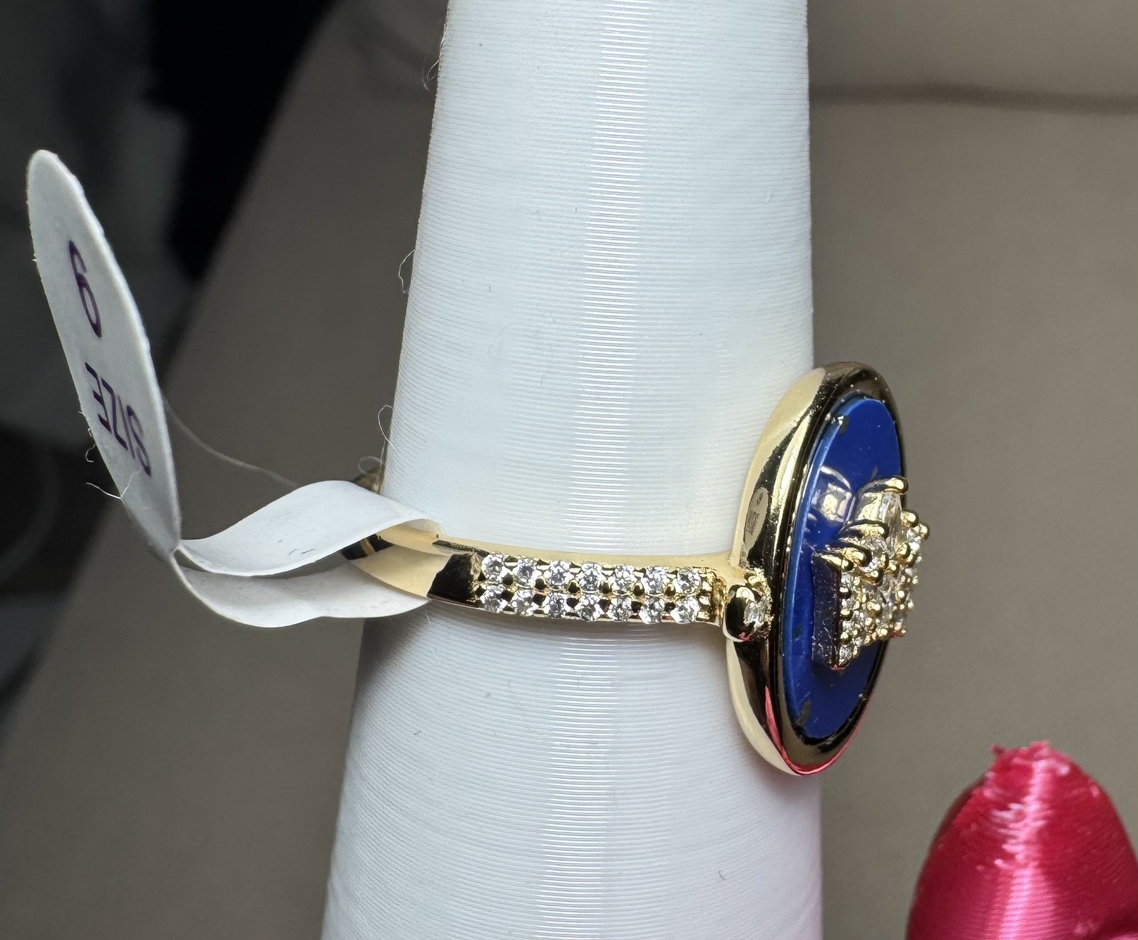 Bomb Party Vermeil UNICORN, “Queen Energy” Blue Lapis on Sterling & Gold, Size 9