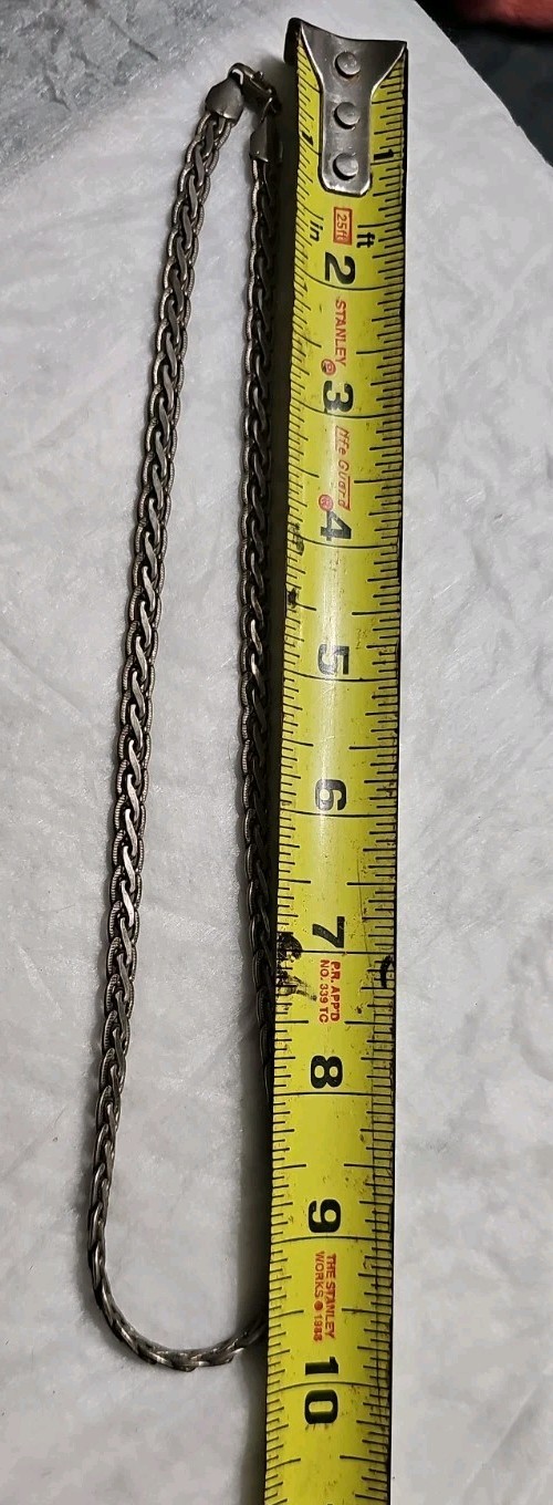 Vintage Italy 925 Sterling Silver Braided Wheat Chain Necklace Heavy 33.9g 20″