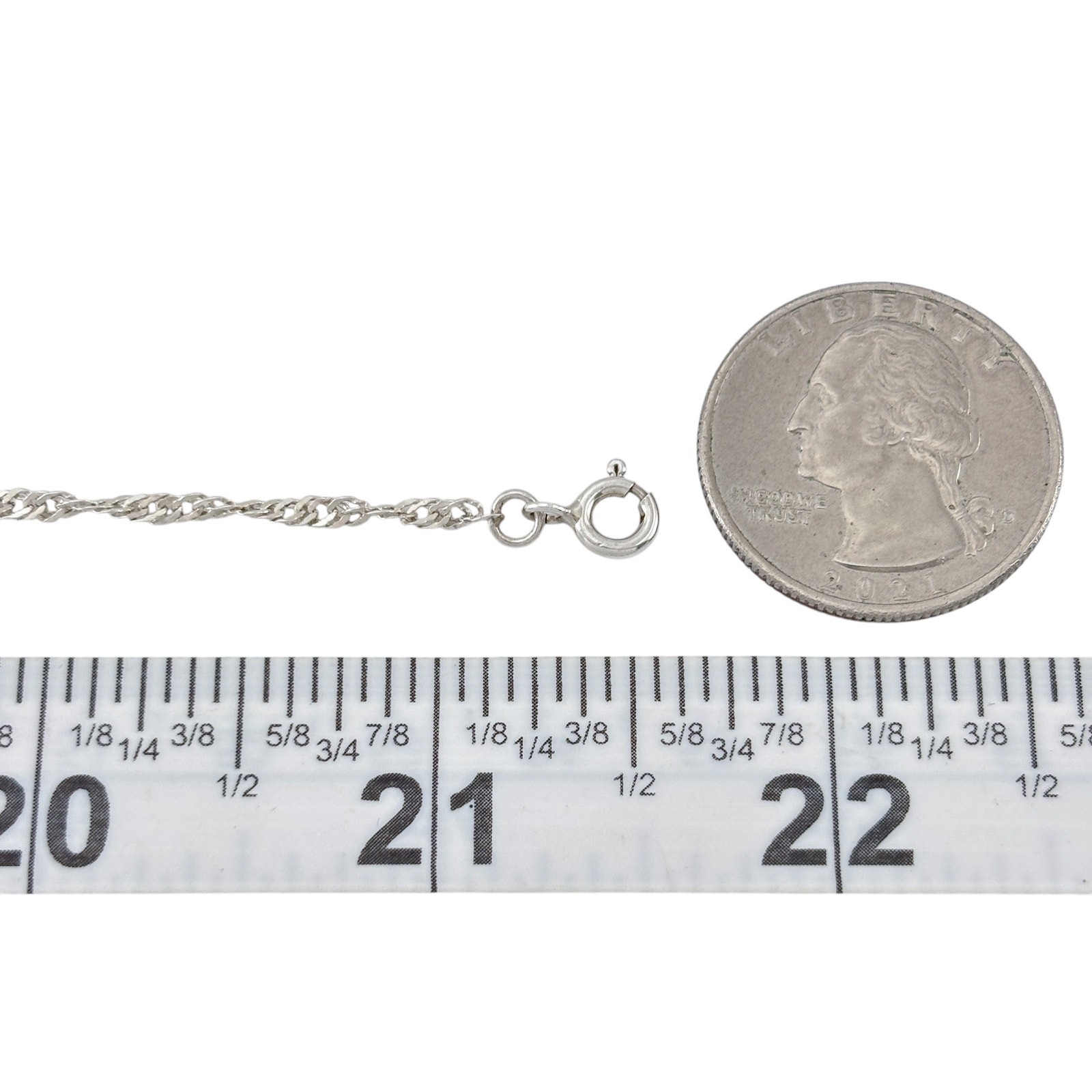 Vintage Sterling Silver 925 Singapore Chain Necklace 21.5″