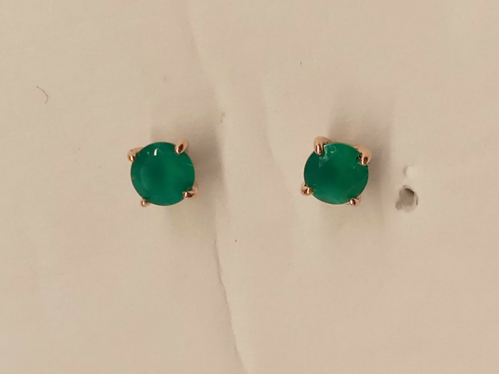 14K Solid ( Stamped Not Plated) Rose Gold Earrings With Green Natural Agate