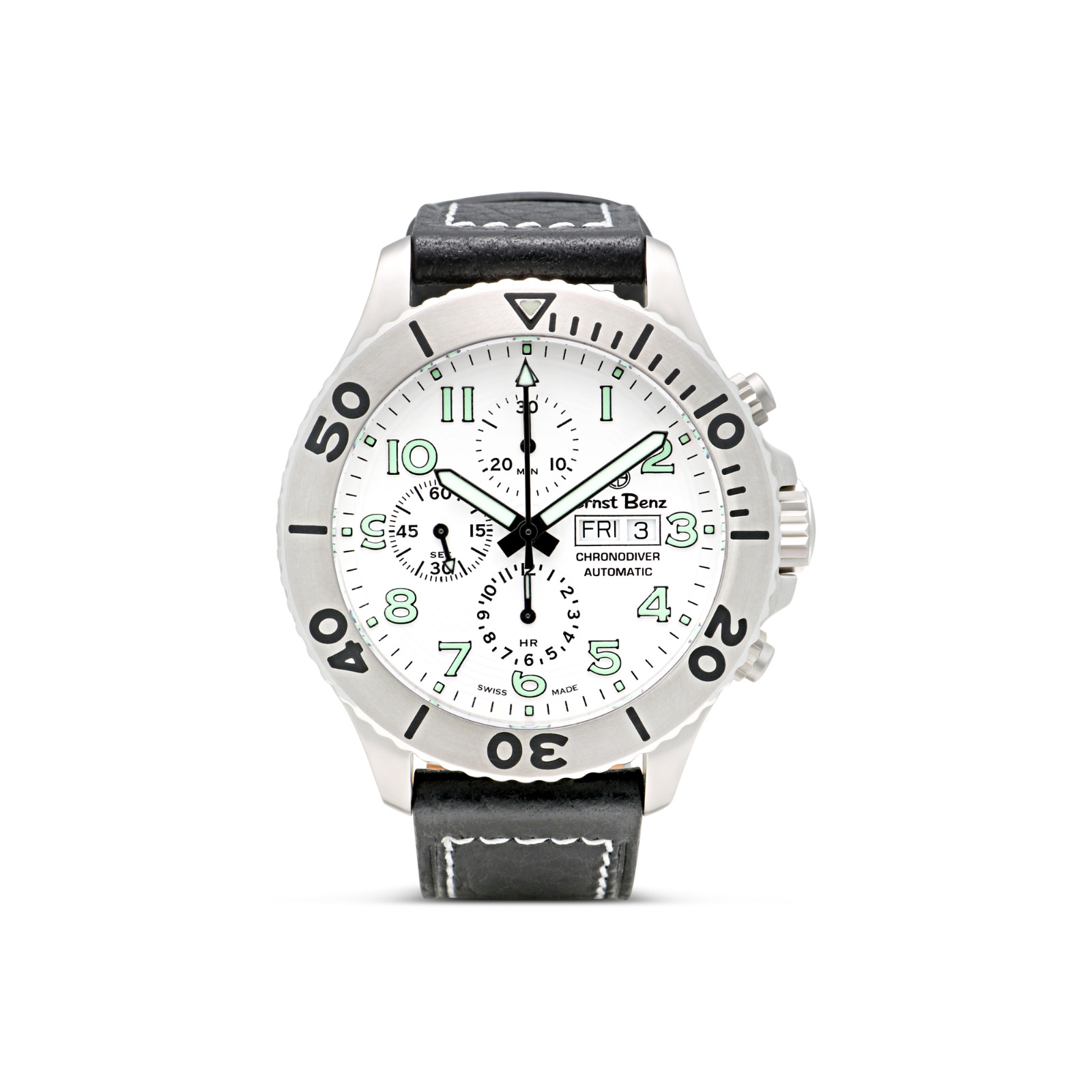 Ernst Benz Chronodiver Watch White Dial 47mm Automatic Retail: $5,800 Preowned