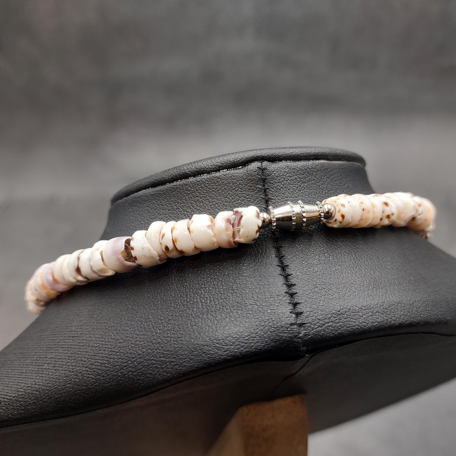 Tiger Puka Seashell Necklace (1 necklace approx. 16 inches x 5+ mm)
