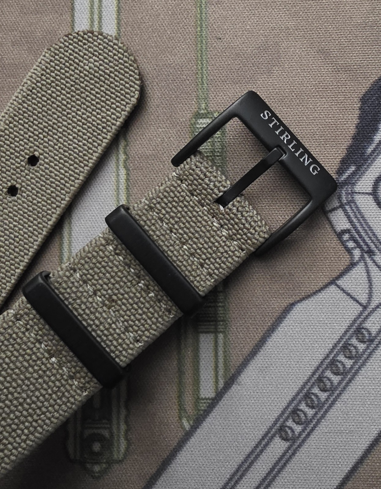 Stirling Timepieces Sand Elasticated Strap w/ PVD Buckle/keeper 20mm like Sangin
