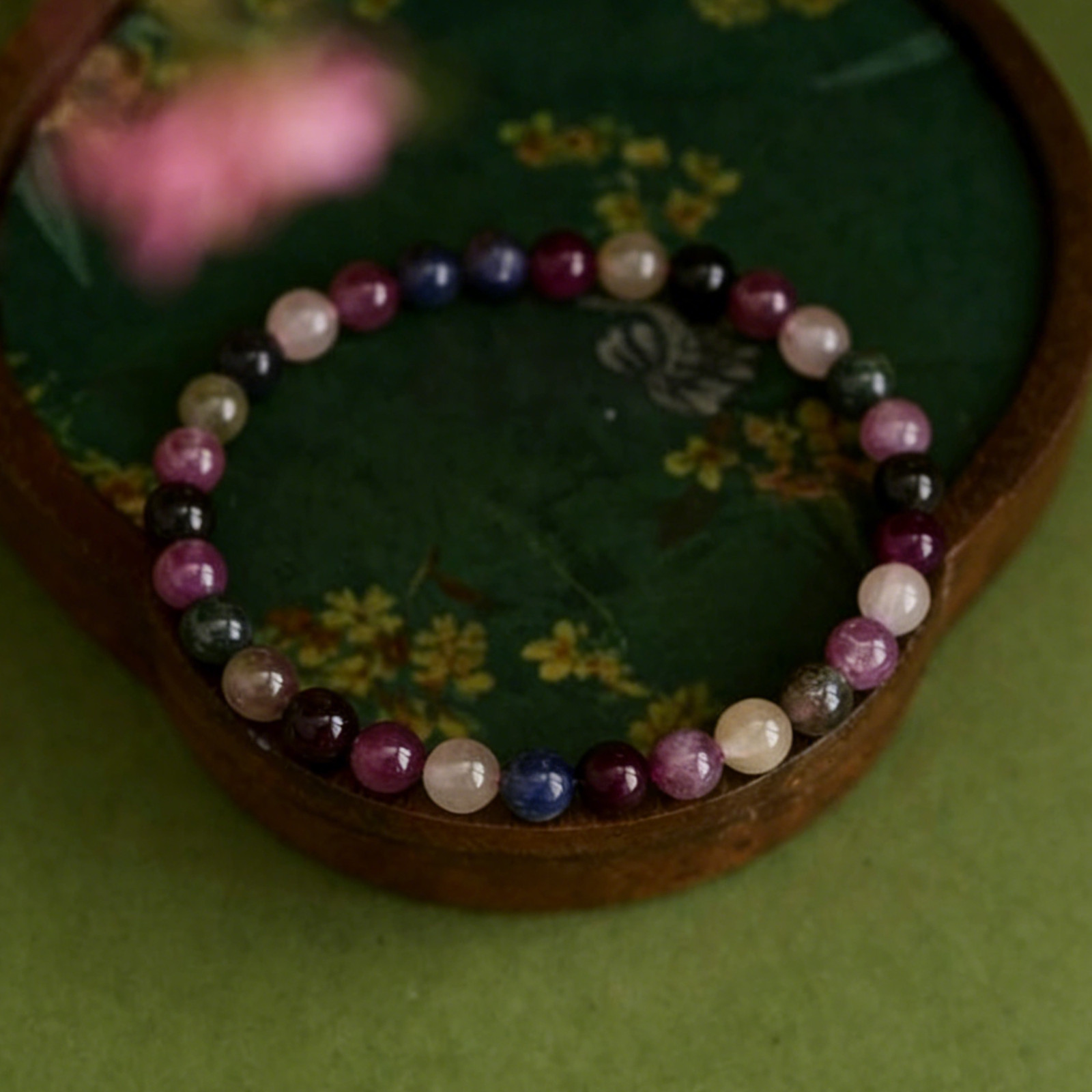 Rainbow Tourmaline 6mm Round Beads Healing Chakra Balancing Woman Bracelet Gift