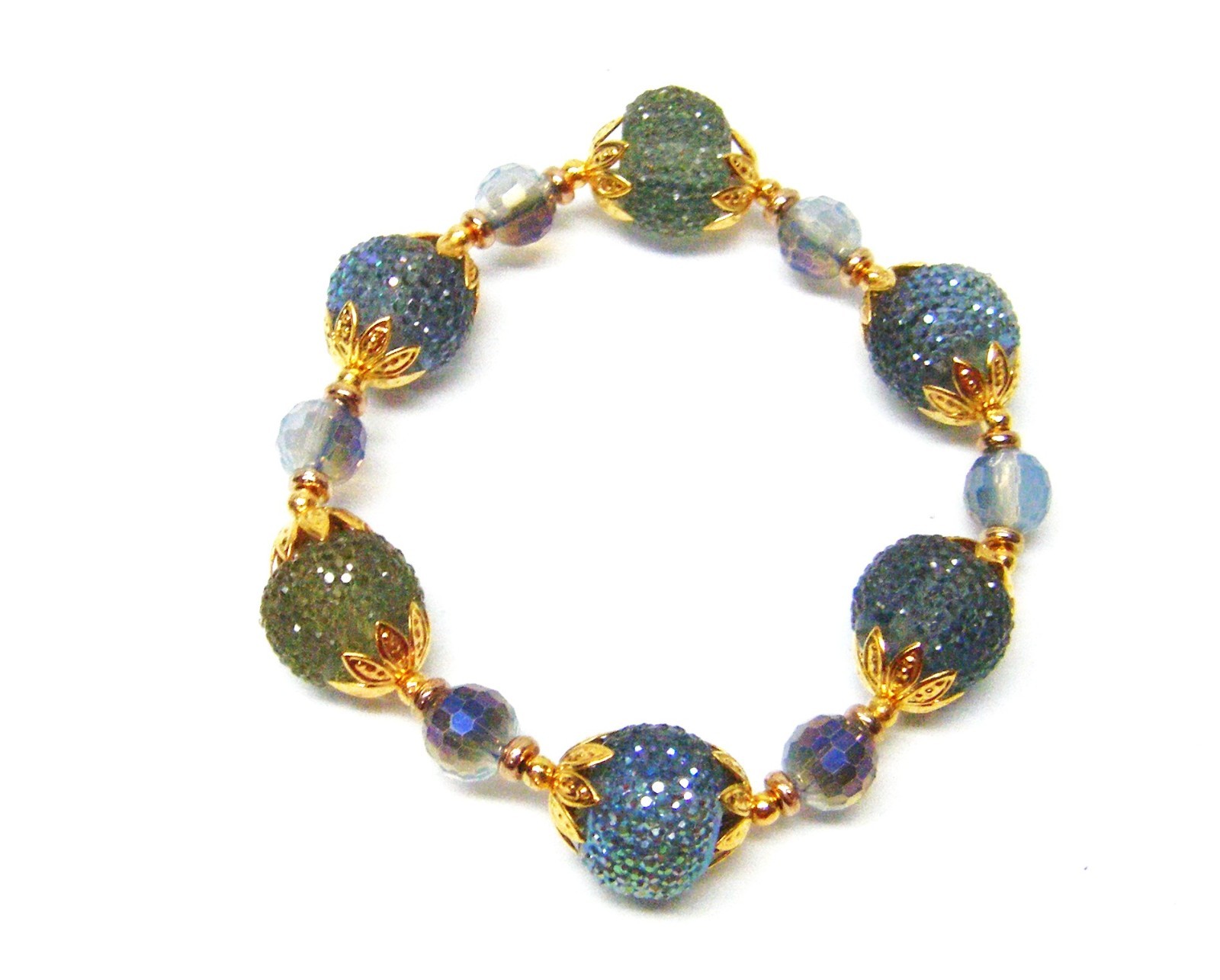 Cornflower Periwinkle Blue Sparkly Glitter Resin Donut Beads w/Gold Accent N/B/E