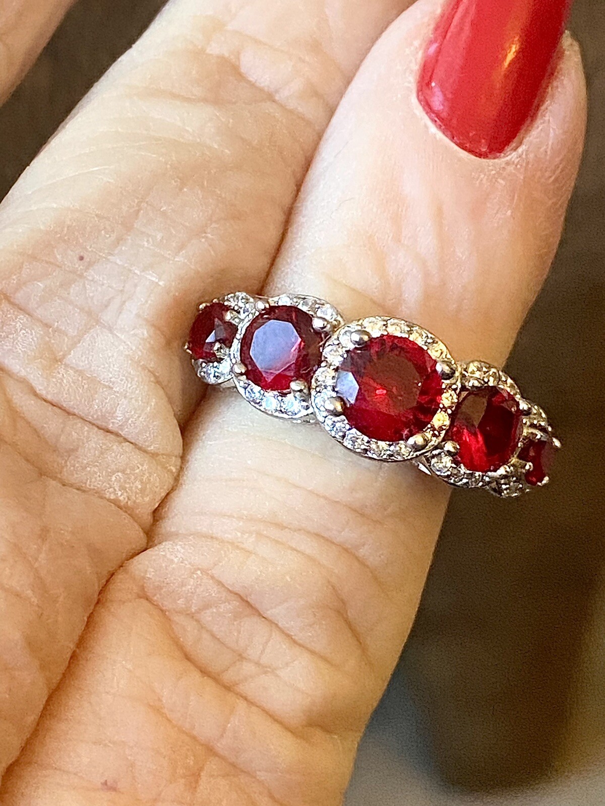 Fuzion Creations .925 Sterling Red & Clear Cubic Zirconia Ring Sz 5 $135 ❤️