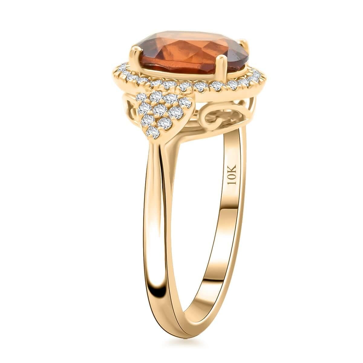Ceylon Hessonite Garnet G-H I2 Diamond 3.75 Ring 10K Gold Size 7 45 Grams