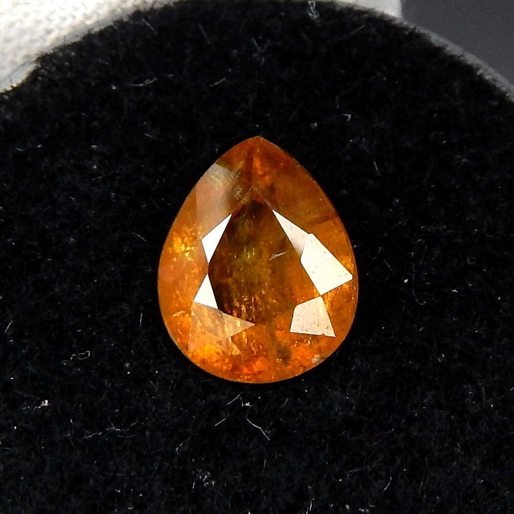 2.6ct Vivid Orange Sphene Natural Earth Mined Unheated Faceted Pear Ceylon