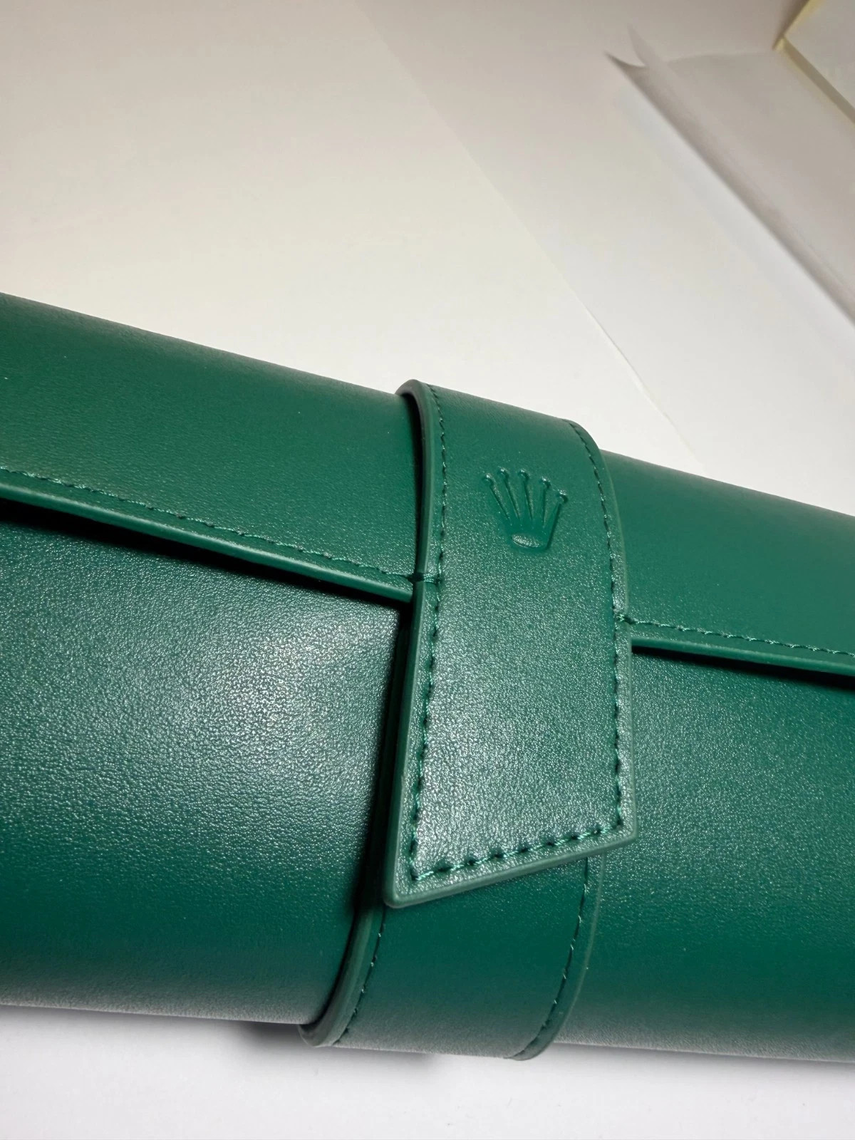 Rolex Green Leather Watch Roll Travel Case 3 Slot Storage Pouch Collector Gift