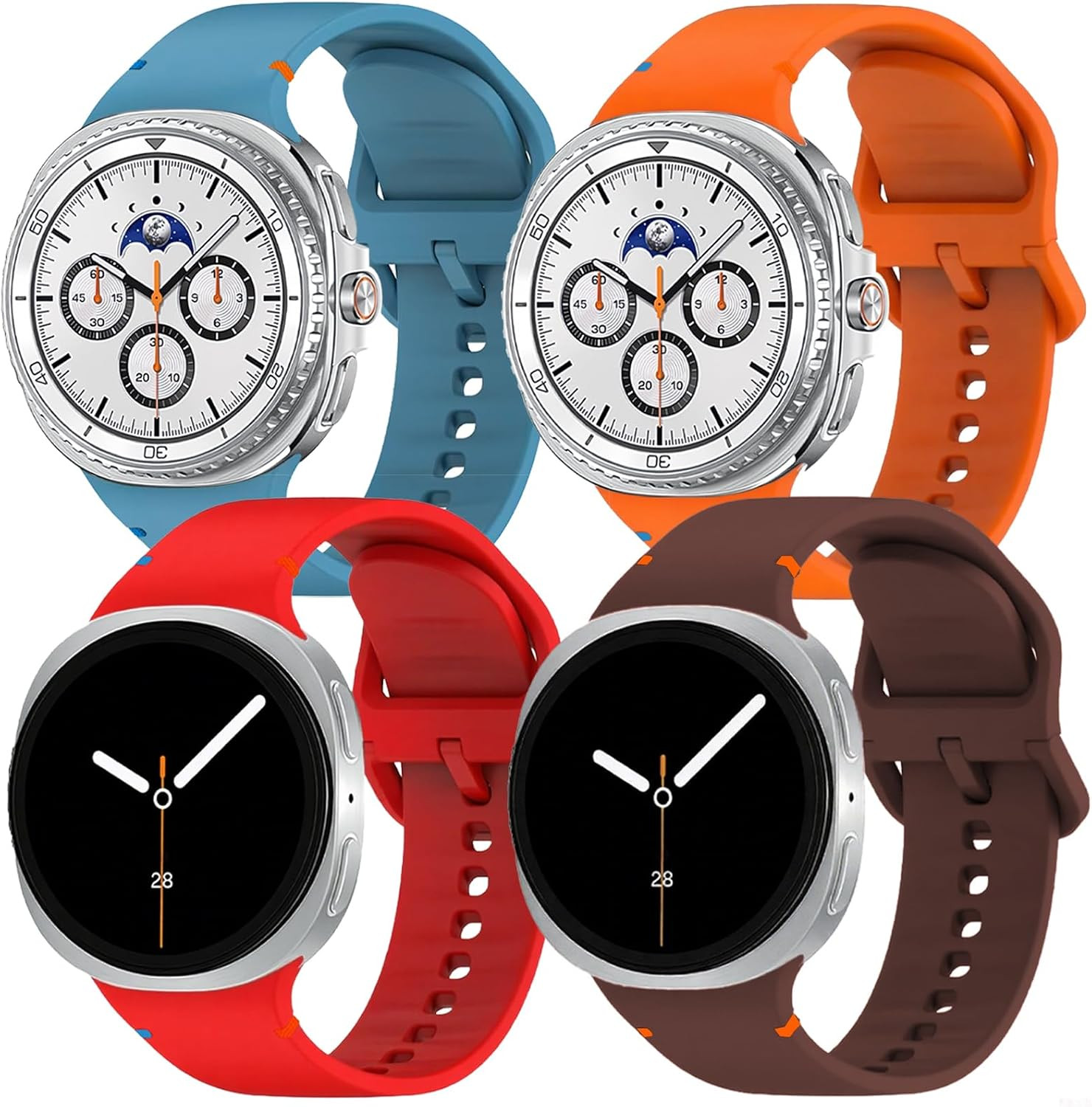 4 Pack Silicon Bands Compatible with Galaxy Watch 8 40Mm 44Mm 8 Classic 46Mm