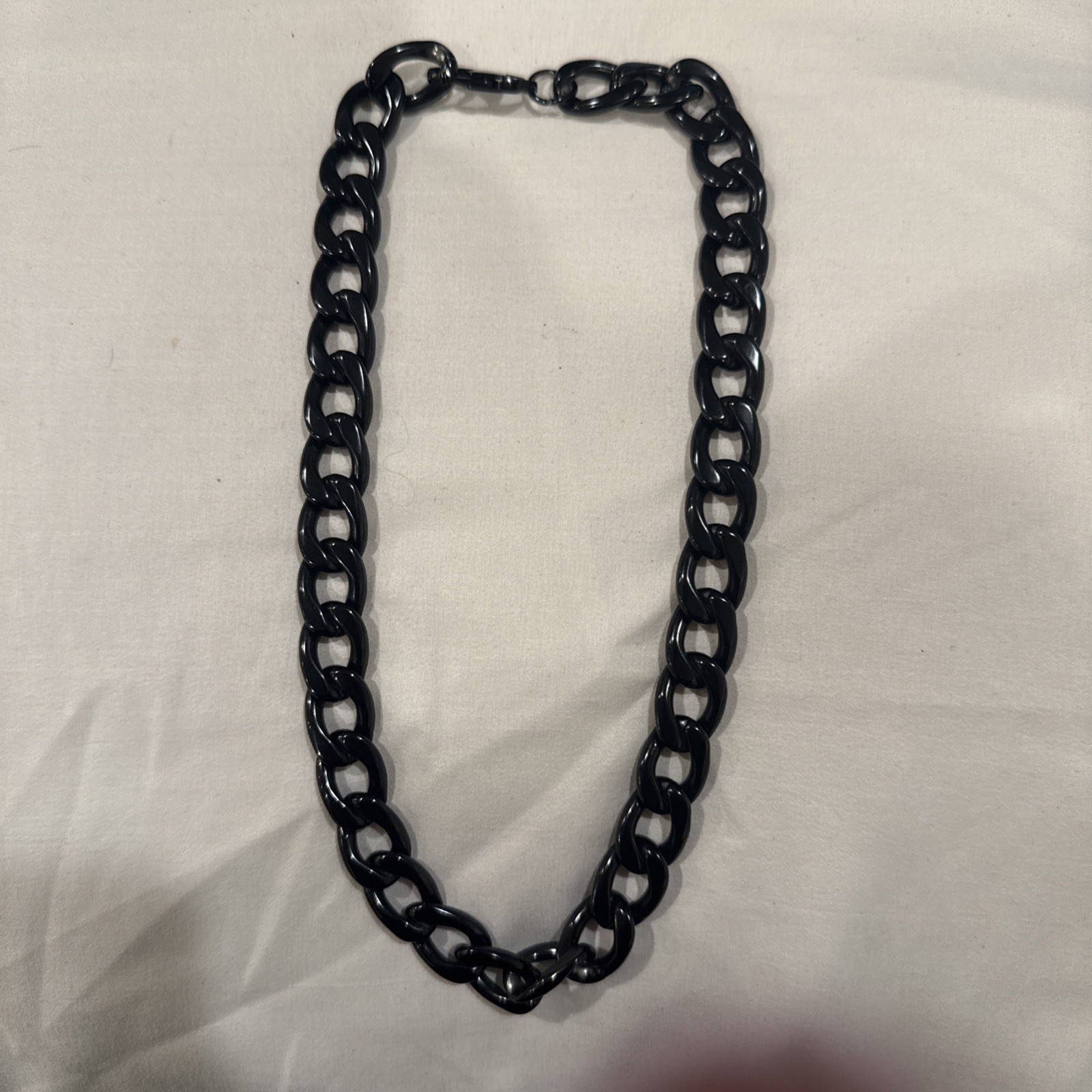 Black Cuban CURB Necklace 15mm Stainless Steel 20 inches in length
