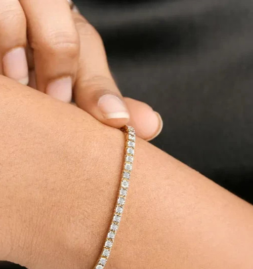 Wedding Festival sale ! Round Natural Diamond Tennis Bracelet 14k Yellow Gold