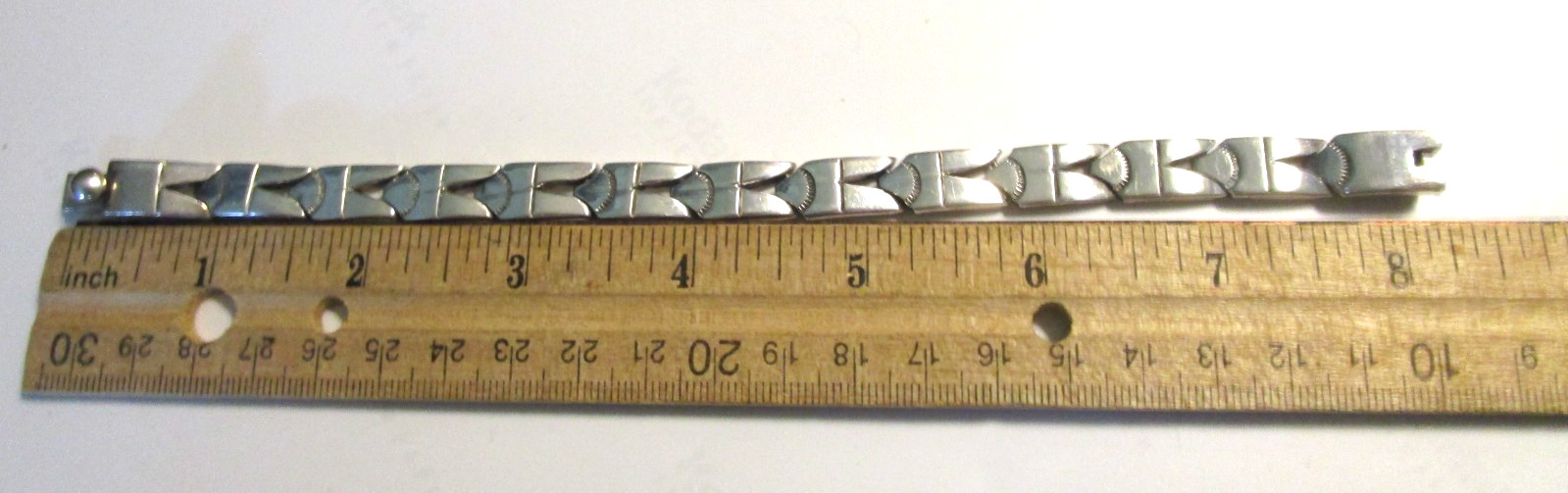 Vintage Mexico 526 Silvertone Hinged Panel Link Bracelet