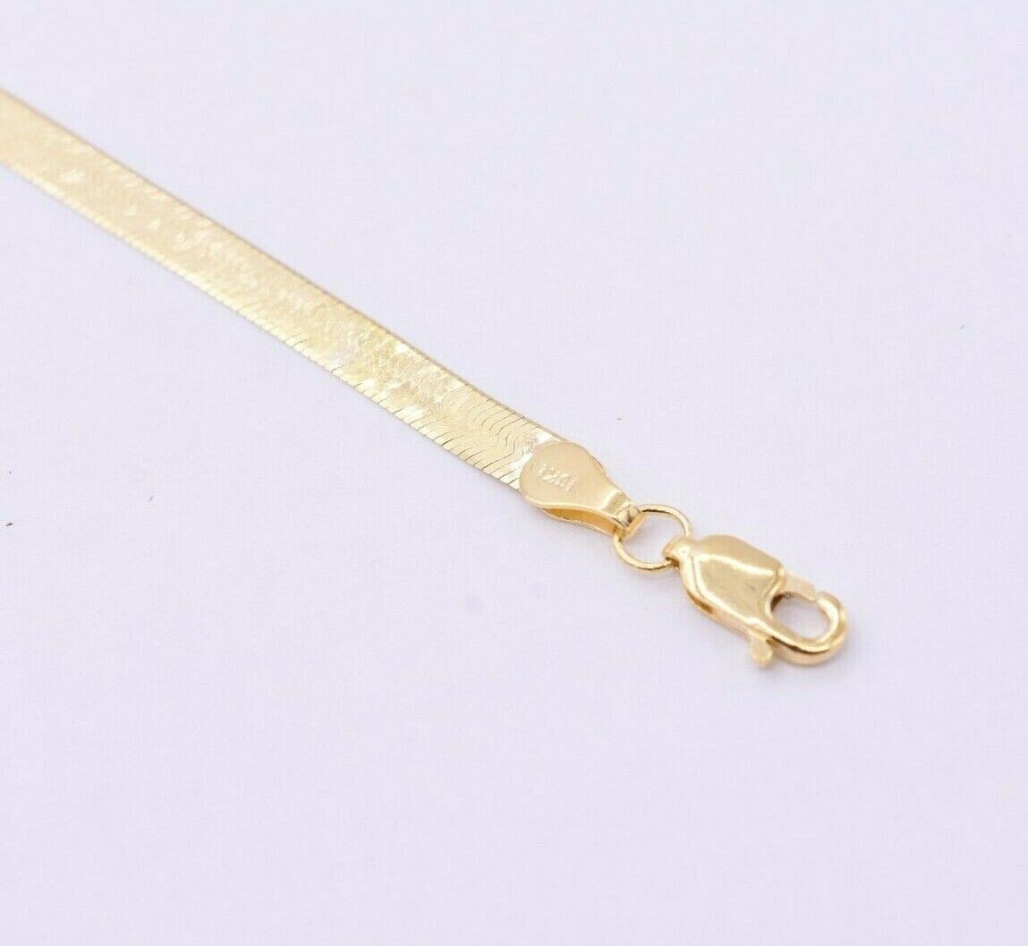 3.7mm High Polish Herringbone Bracelet Solid Real 10K Yellow Gold 7″