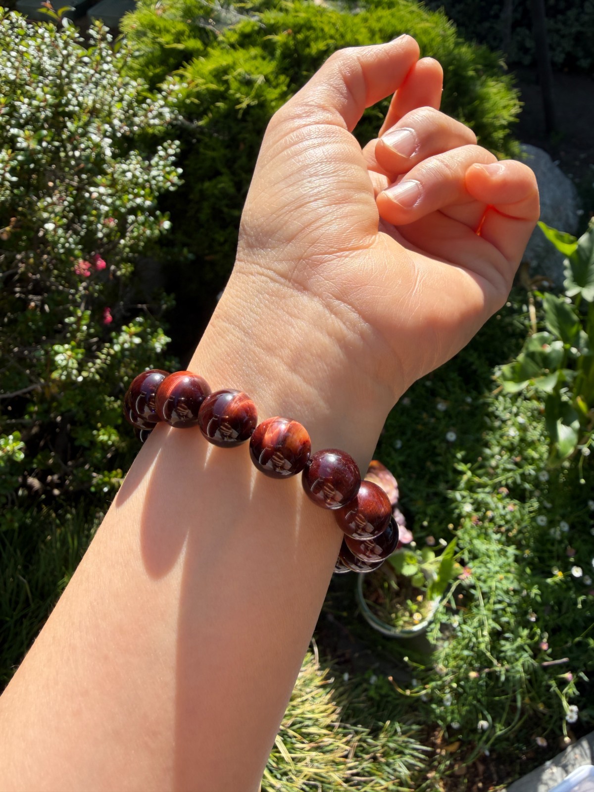 12mm Red Tiger’s Eye Beaded Bracelet | 红虎眼