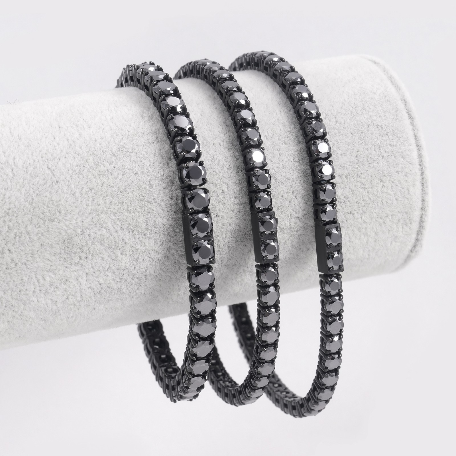 4/5mm Black Moissanite Tennis Chain Black 316L Stainless Steel Bracelet Necklace