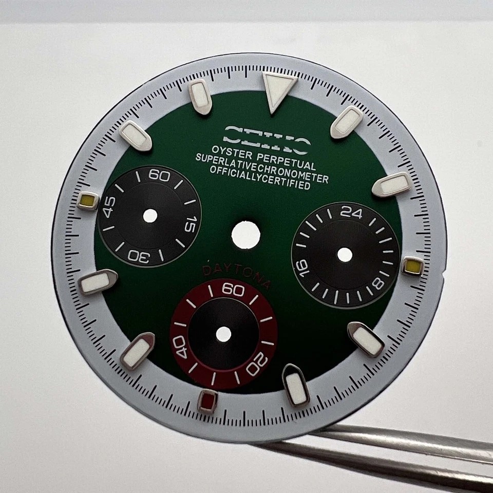 29.5MM Colorful Multi-functional Watch Dial Green Luminous for VK63 Movement