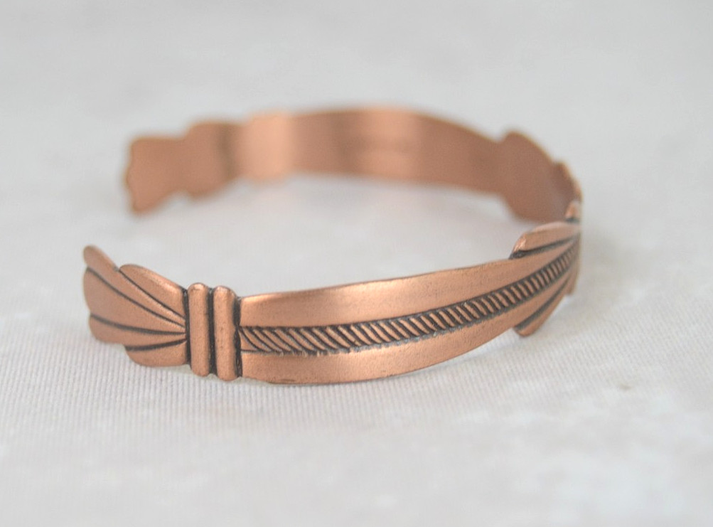 Southwestern Signed Copper Cuff Bracelet Vintage WM Wheeler Manufacturing