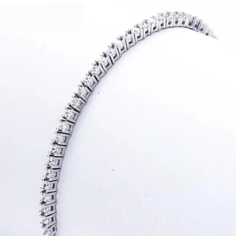 925 Sterling Silver Tennis Bracelet 2mm Zirconia 16–19cm Anniversary Gift