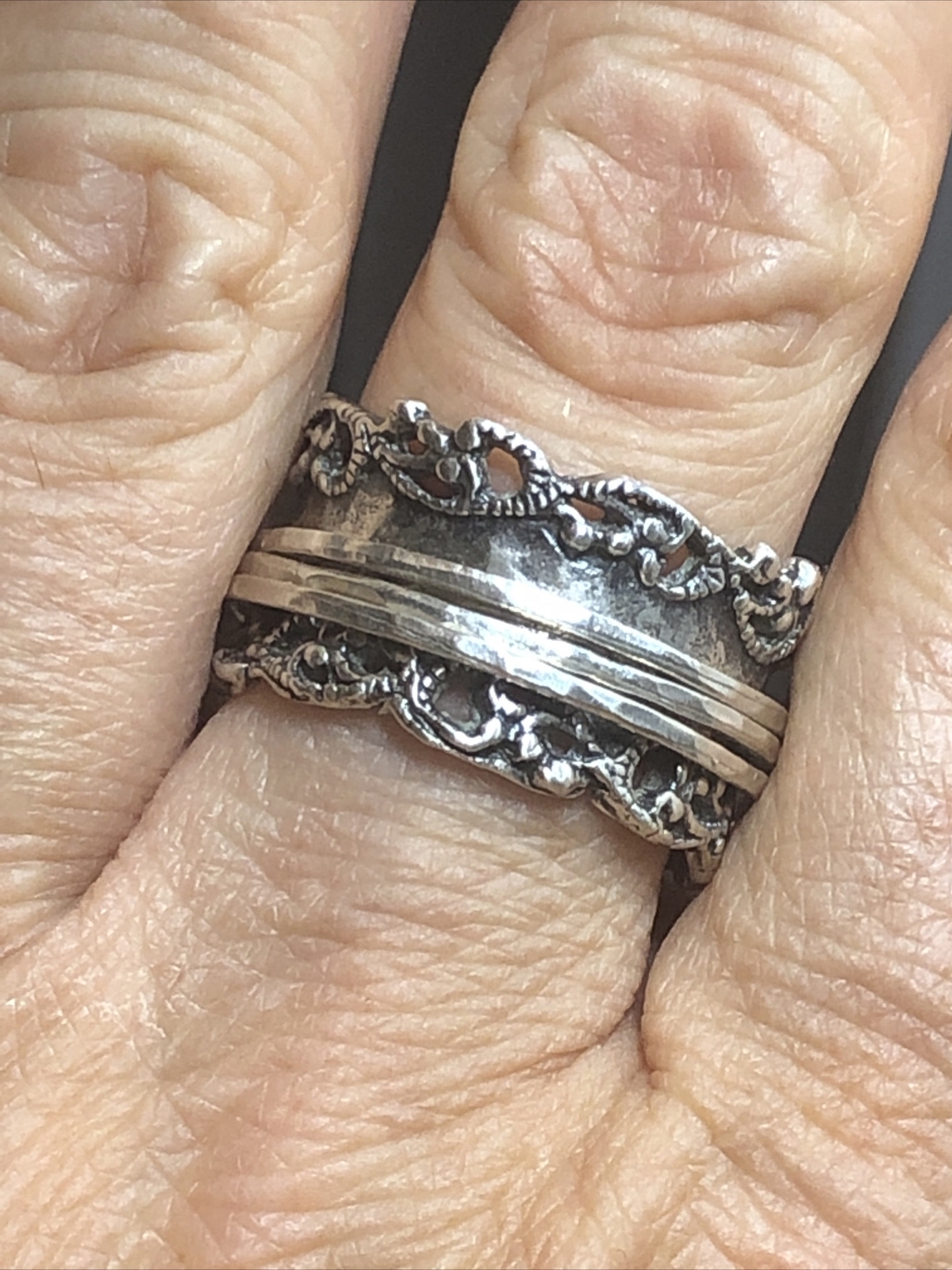 PZ Paz Creations 925 Sterling Spinner Swirl Open Work Ring 8.8g, 8s ISRAEL
