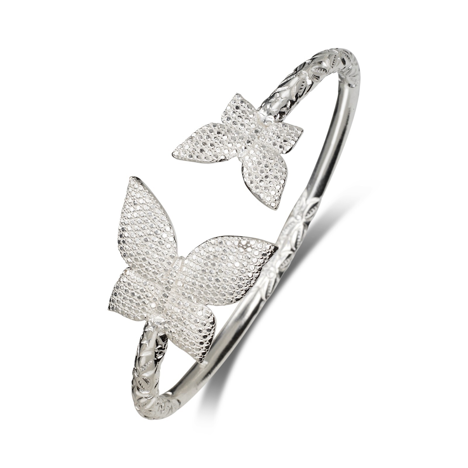 Butterfly .925 Sterling Silver West Indian Bangles, 1 Pair