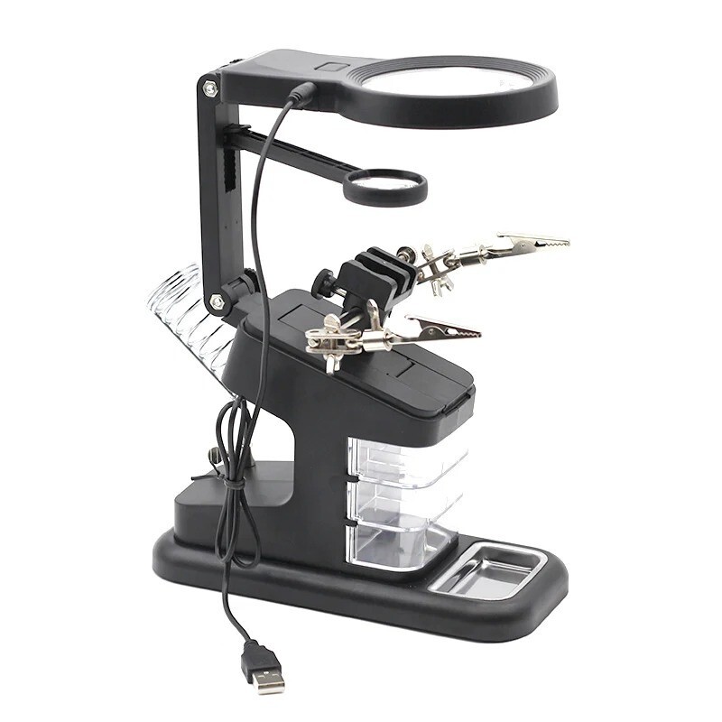 Helping Hands Tool Jewelry Repair Soldering Iron Clamp Holder Magnifying Glass
