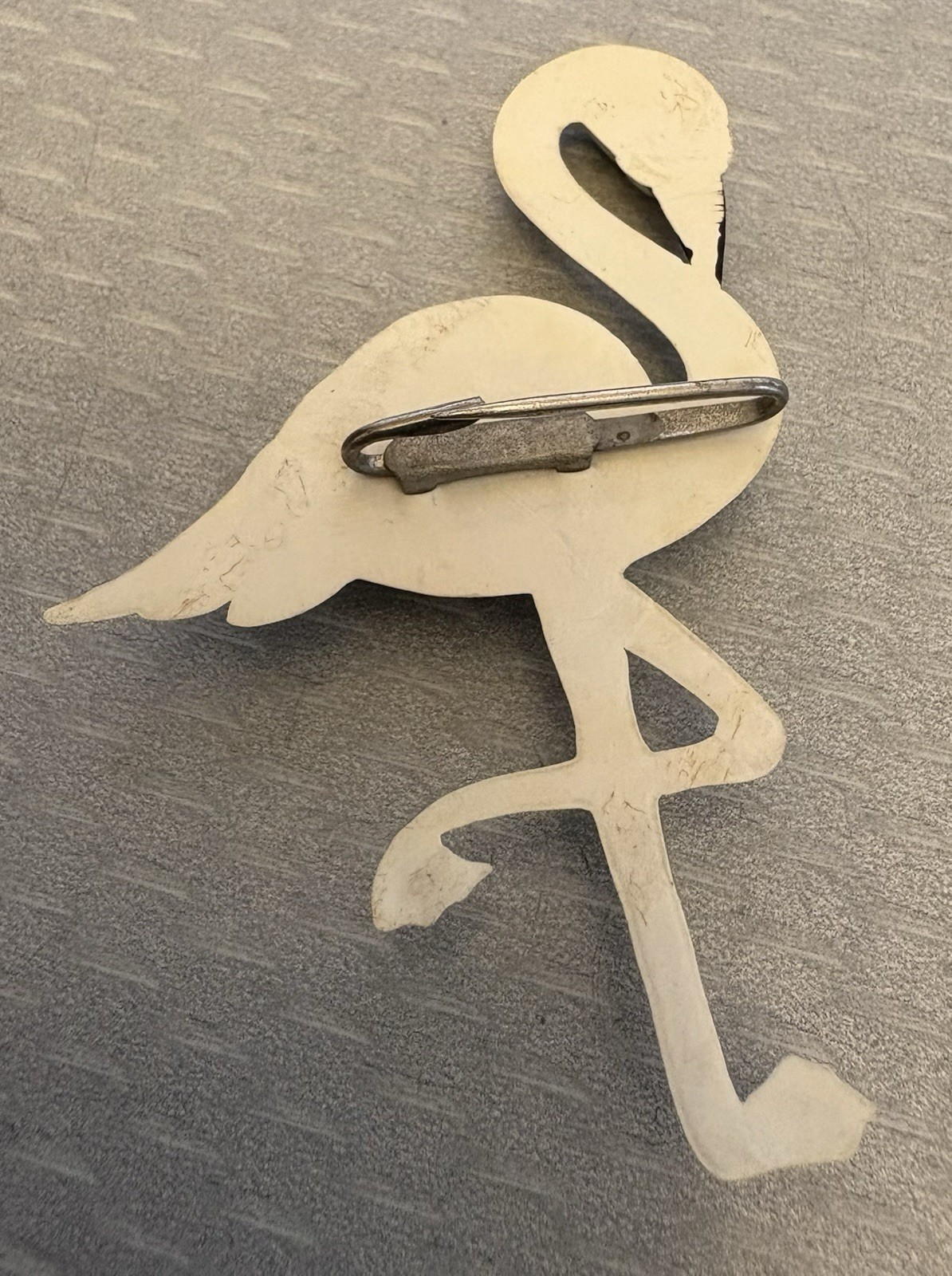 Art Deco Vintage Celluloid White Flamingo Brooch 2.75″