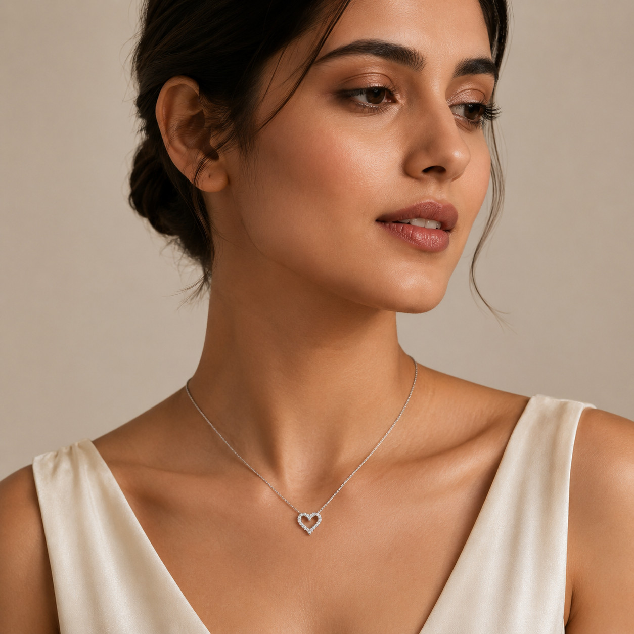 0.70Ct Round Lab Grown Diamond Heart Shape Pendant Necklace 925 Silver for Women
