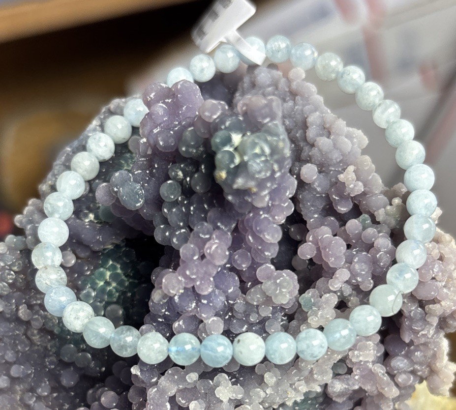 4 – 6 Mm Round aquamarine Stretch bracelet