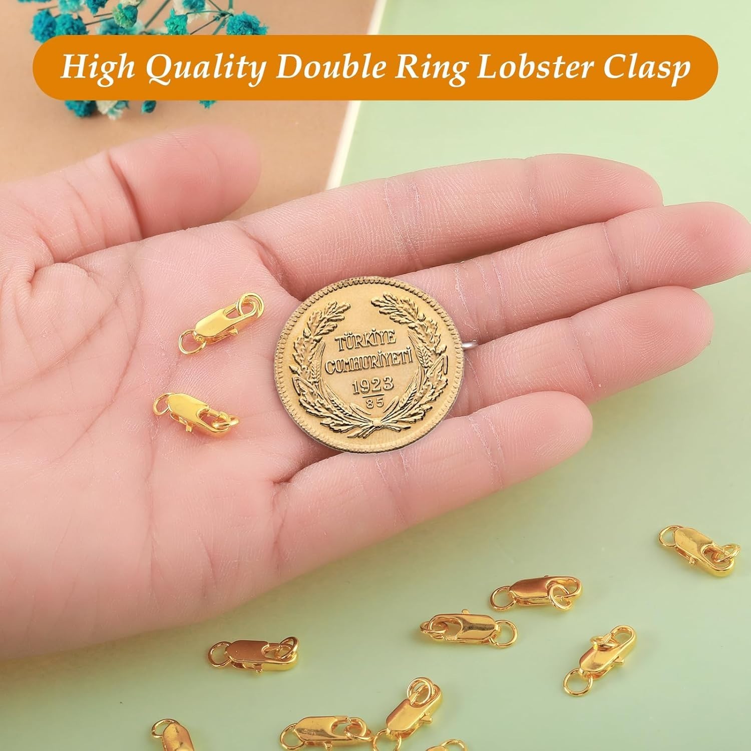 10pcs/Set 14K Solid Yellow Gold Jewelry Lobster Clasp Bead Open Jump