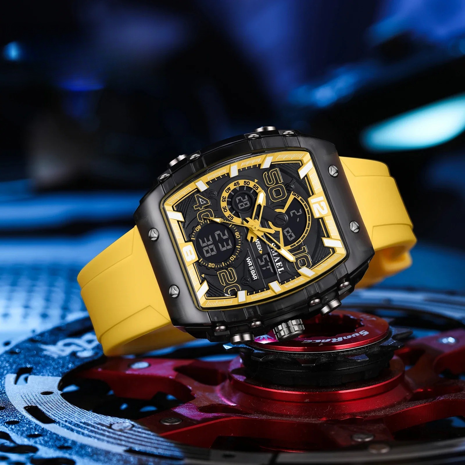 8109 Men’s Multifunctional Digital Sports Watch 50M Waterproof Dual Display LED