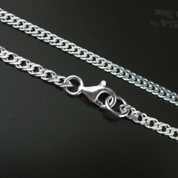 Sterling Silver Double Diamond Cut Necklace Chain (All Sizes) Made in Italy